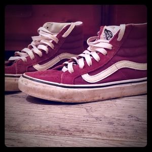 Marroon Red Vans Off The Wall